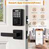 imageProbrico Keyless Entry Door Lock with Handle Smart Locks for Front Door Black Keypad Door Lock with Handle Fingerprint Door Lock Electronic Keypad Deadbolt with Handle Lever App Control Auto LockBlack