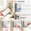 imageProbrico Keyless Entry Door Lock with Handle Smart Locks for Front Door Black Keypad Door Lock with Handle Fingerprint Door Lock Electronic Keypad Deadbolt with Handle Lever App Control Auto LockSatin Nickel