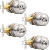 imageProbrico Matte Black Door Knobs Privacy Interior Door Knob with Lock Black Bathroom Bedroom Door Knob with Thumb Turning Locking Button 10 PackBrushed Nickel