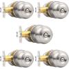 imageProbrico Matte Black Door Knobs Privacy Interior Door Knob with Lock Black Bathroom Bedroom Door Knob with Thumb Turning Locking Button 10 PackBrushed Nickel