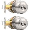 imageProbrico Matte Black Door Knobs Privacy Interior Door Knob with Lock Black Bathroom Bedroom Door Knob with Thumb Turning Locking Button 10 PackBrushed Nickel