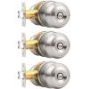 imageProbrico Matte Black Door Knobs Privacy Interior Door Knob with Lock Black Bathroom Bedroom Door Knob with Thumb Turning Locking Button 10 PackBrushed Nickel