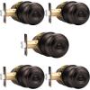 imageProbrico Matte Black Door Knobs Privacy Interior Door Knob with Lock Black Bathroom Bedroom Door Knob with Thumb Turning Locking Button 10 PackOil Rubbed Bronze