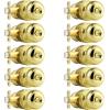 imageProbrico Matte Black Door Knobs Privacy Interior Door Knob with Lock Black Bathroom Bedroom Door Knob with Thumb Turning Locking Button 10 PackPolished Brass