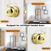 imageProbrico Matte Black Door Knobs Privacy Interior Door Knob with Lock Black Bathroom Bedroom Door Knob with Thumb Turning Locking Button 10 PackPolished Brass