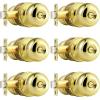imageProbrico Matte Black Door Knobs Privacy Interior Door Knob with Lock Black Bathroom Bedroom Door Knob with Thumb Turning Locking Button 10 PackPolished Brass