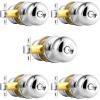 imageProbrico Matte Black Door Knobs Privacy Interior Door Knob with Lock Black Bathroom Bedroom Door Knob with Thumb Turning Locking Button 10 PackPolished Chrome