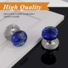 imageProbrico NonLocking Keyless Door Knob Interior for HallwayCloset 1 Pack Round Faceted Diamond Shape Blue Glass Door Knobs Passage Heavy Duty Crystal Door Knobs with Brushed Nickel Finish Rosette