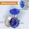 imageProbrico NonLocking Keyless Door Knob Interior for HallwayCloset 1 Pack Round Faceted Diamond Shape Blue Glass Door Knobs Passage Heavy Duty Crystal Door Knobs with Brushed Nickel Finish Rosette