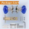 imageProbrico NonLocking Keyless Door Knob Interior for HallwayCloset 1 Pack Round Faceted Diamond Shape Blue Glass Door Knobs Passage Heavy Duty Crystal Door Knobs with Brushed Nickel Finish Rosette