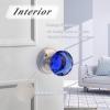 imageProbrico NonLocking Keyless Door Knob Interior for HallwayCloset 1 Pack Round Faceted Diamond Shape Blue Glass Door Knobs Passage Heavy Duty Crystal Door Knobs with Brushed Nickel Finish Rosette