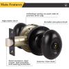 imageProbrico Oval Brushed Nickel Privacy Door Knobs Keyless Interior Door Locks Egg Shape BathBed Door Handles 3 PackBlack