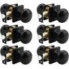 imageProbrico Passage Door Knob Black Interior Keyless NonLocking Flat Ball Door Knob HallCloset Handle with Suqare Rosette 1 PackBlack