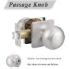 imageProbrico Passage Door Knob Brushed Nickel Interior Keyless NonLocking Flat Ball Door Knob HallCloset Handle with Suqare Rosette 1 Pack