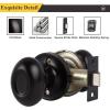 imageProbrico Passage Door Knobs Handles Interior HallCloset Keyless Egg Style Locksets Oval Door Knob in Flat Black Finish 6 Pack