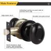 imageProbrico Passage Door Knobs Handles Interior HallCloset Keyless Egg Style Locksets Oval Door Knob in Flat Black Finish 6 Pack