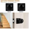 imageProbrico Round Black Passage Door Knobs Interior Door Handles for Hallway Closet Keyless Passage Door Handles with Square Rosette 5 Pack