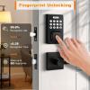 imageProbrico Smart Door Lock for Front Door Keypad Lock with Handle Lever Fingerprint Deadbolt Door Lock with Code Keyless Deadbolt Lock with Handle Black Smart Deadbolt Lock APP Passcode Auto Lock