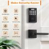 imageProbrico Smart Door Lock for Front Door Keypad Lock with Handle Lever Fingerprint Deadbolt Door Lock with Code Keyless Deadbolt Lock with Handle Black Smart Deadbolt Lock APP Passcode Auto Lock