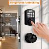 imageProbrico Smart Fingerprint Door Lock for Front DoorElectronic Keyless Entry Door Lock Deadbolt with Handle SetDoor Knob with Smart Keypad Deadbolt LockAuto LockAppBlack