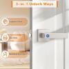 imageProbrico Smart Lock Keyless Entry Door Lock with Handle Satin Nickel Smart Locks for Front Door Fingerprint Door Handle for Bedroom Bathroom Electronic Biometric Digital WiFi APP Control