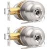 imageProbrico 2 Pack Keyed Alike Locks Entry Door Knobs Entrance Lock Sets in Brushed Nickel Combo Pack Exterior Interior Keyed Knobs