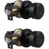 imageProbrico 3 Pack Black Passage Door Knobs Keyless Solid Door Lock with Cylindrical Shape Handle Door Hardware for Kitchen Bathroom Bedroom Closet2 Pack