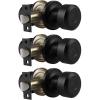 imageProbrico 3 Pack Black Passage Door Knobs Keyless Solid Door Lock with Cylindrical Shape Handle Door Hardware for Kitchen Bathroom Bedroom Closet3 Pack