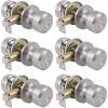 imageProbrico 6 Pack Keyless Door Knobs Packs Passage Door Locks Brushed Nickel Stainless Steel Hardware for Bathroom Childrens Room Universal Lock with Adjustable Latch