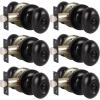 imageProbrico 6 Pack Oval Egg Privacy Door Knobs Fit for Bedroom ampamp Bathroom Modern Egg Shaped Interior Door Knob Handle Keyless Flat Black Finish Door Lock Stainless Steel