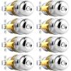 imageProbrico Black Door Knobs Flat Ball Interior BathBed Doorknobs Keyless Door Handles Locks for Bedroom Bathroom Privacy Function 10 PackPolished Chrome