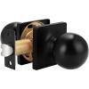 imageProbrico Black Door Knobs Interior Keyless Lock Modern Passage Door Handles for HallCloset Round Knob with Square Cover1 PackBlack