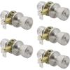 imageProbrico Brushed Nickel Finish Handle Knobs Keyless Privacy Interior Doors Bed and Bath Lockset 5 Pack