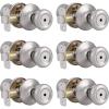 imageProbrico Brushed Nickel Privacy Door Knobs Interior Tulip Shape Door Handles Locks for Bedroom Bathroom Keyless Door Locksets 6 Pack