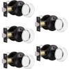 imageProbrico Clear Glass Crystal Door Knobs with Lock Heavy Duty Real Glass Privacy Door Handles Keyless Hardware for Interior BedBath with Black Round Rosette 5 Pack