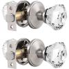 imageProbrico Diamond Crystal Door Knobs for Hall Closet Interior Keyless NonLocking Glass Passage Knobs Brushed Nickel Round Rosette 2 Pack