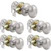 imageProbrico Egg Style Hall and Closet Passage Door Knobs Brushed Nickel Oval Door Lock5 Pack