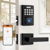 imageProbrico Keyless Entry Door Lock with Handle Smart Locks for Front Door Black Keypad Door Lock with Handle Fingerprint Door Lock Electronic Keypad Deadbolt with Handle Lever App Control Auto LockBlack