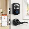 imageProbrico Keypad Door Lock with Handle Keyless Entry Door Lock Smart Locks for Front Door Fingerprint Deadbolt with Handle Black Smart Deadbolt Entry Door Handle Set