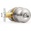 imageProbrico Matte Black Door Knobs Privacy Interior Door Knob with Lock Black Bathroom Bedroom Door Knob with Thumb Turning Locking Button 10 PackBrushed Nickel