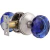 imageProbrico NonLocking Keyless Door Knob Interior for HallwayCloset 1 Pack Round Faceted Diamond Shape Blue Glass Door Knobs Passage Heavy Duty Crystal Door Knobs with Brushed Nickel Finish Rosette