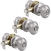 imageProbrico Oval Brushed Nickel Privacy Door Knobs Keyless Interior Door Locks Egg Shape BathBed Door Handles 3 PackBrushed Nickel