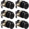 imageProbrico Passage Door Knobs Handles Interior HallCloset Keyless Egg Style Locksets Oval Door Knob in Flat Black Finish 6 Pack