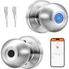 imageProbrico Smart Door Knob Fingerprint Biometric Door Knob with Smart Lock Keyless Entry Door Lock with Knob Round Electronic Door Lock for BedroomGarageOfficeClosetApartmentApp ControlBlackSatin Nickel