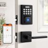 imageProbrico Smart Door Lock for Front Door Keypad Lock with Handle Lever Fingerprint Deadbolt Door Lock with Code Keyless Deadbolt Lock with Handle Black Smart Deadbolt Lock APP Passcode Auto Lock