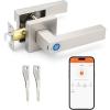 imageProbrico Smart Lock Keyless Entry Door Lock with Handle Satin Nickel Smart Locks for Front Door Fingerprint Door Handle for Bedroom Bathroom Electronic Biometric Digital WiFi APP Control