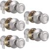 imageProbrico Tulip Style Passage Door Knobs Hall Closet NonLocking Handles Keyless Interior Door Handlesets in Brushed Nickel Without Key 5 Pack