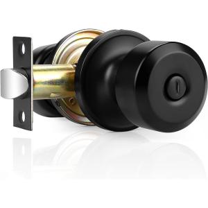 imageProbrico 6 Pack Matte Black Privacy Locks Keyless Interior BedBath Door Knobs Cylindrical Shape Knobs Contemporary Hardware for Bathroom Bedroom Doors1 Pack
