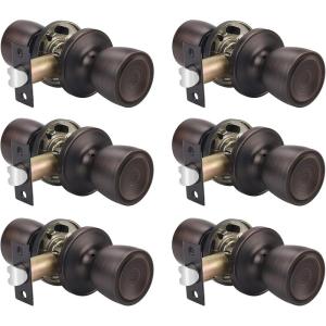 imageProbrico 6 Pack Tulip Passage Door KnobOil Rubbed Bronze Finish Fit for Hallway ampamp Closet DoorsKeyless Interior Door Handles No Locking Tulip Style Knob for Right or Left Handed Doors