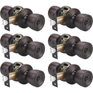 imageProbrico 6 Pack Tulip Privacy Door KnobsOil Rubbed Bronze Finish Fit for Bedroom ampamp Bathroom DoorsInterior Door Handles Locked Tulip Style Knob for Right or Left Handed DoorsKeyless